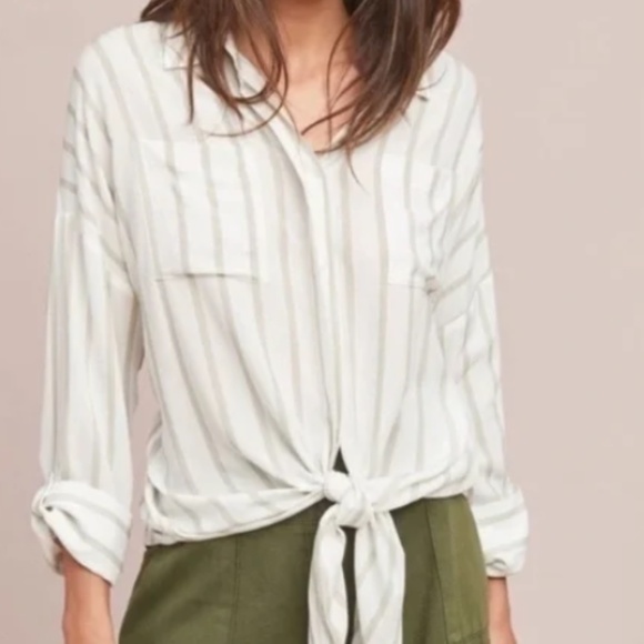 Maeve Tops - Maeve Button Down Tie Front Top